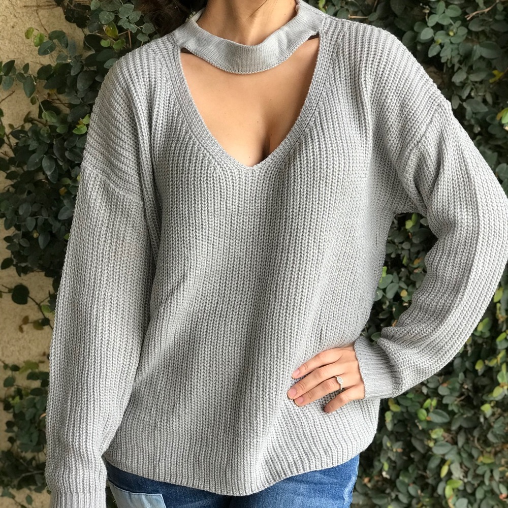 Choker Sweater : Gray/Silver - Picture 4 of 8